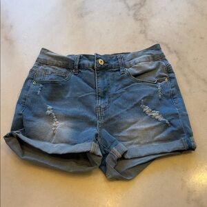 Classic Blue Distressed Women's Denim Shorts